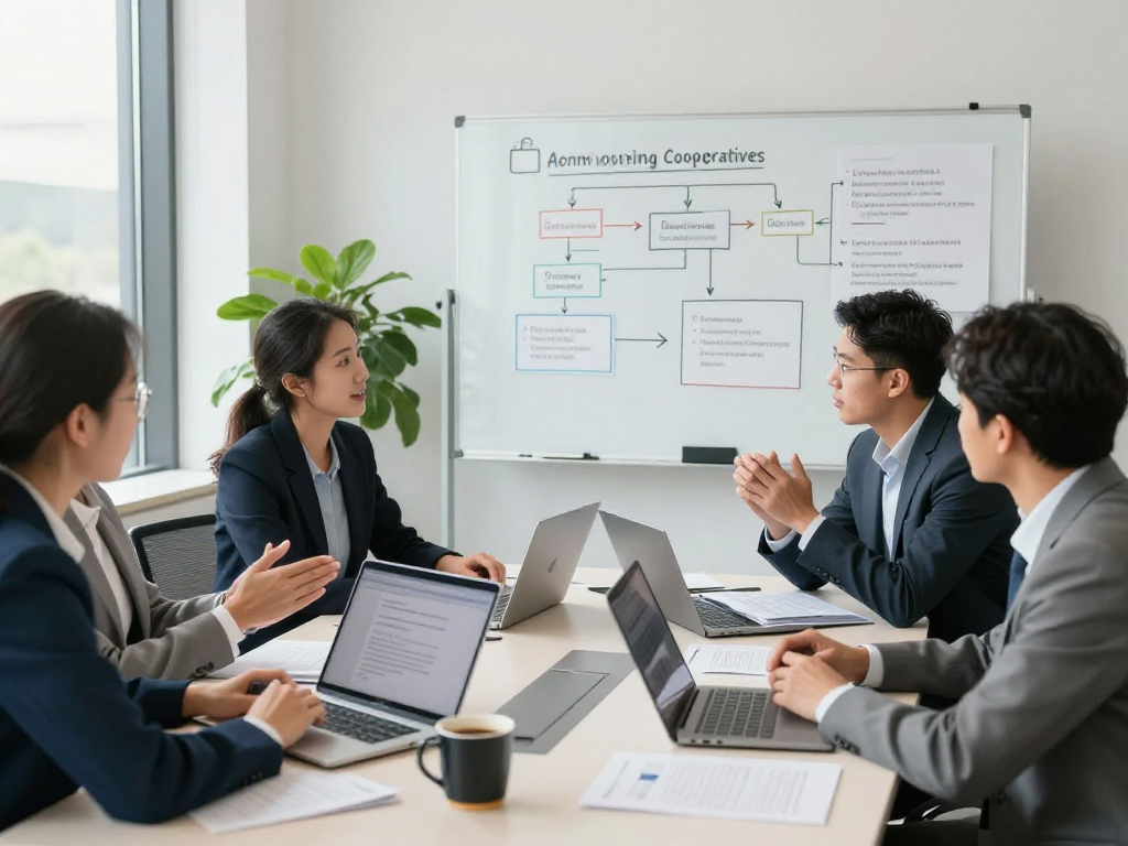 Wirtschaft und Verwaltung Wohnungsbaugenossenschaften compliance team collaborating on data protection regulations in a modern office