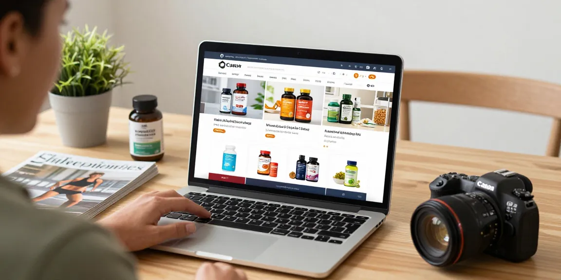 Unique Pharma Shop mit einer freundlichen Online-Einkaufsoberfläche, die legale Nahrungsergänzungsmittel zeigt.